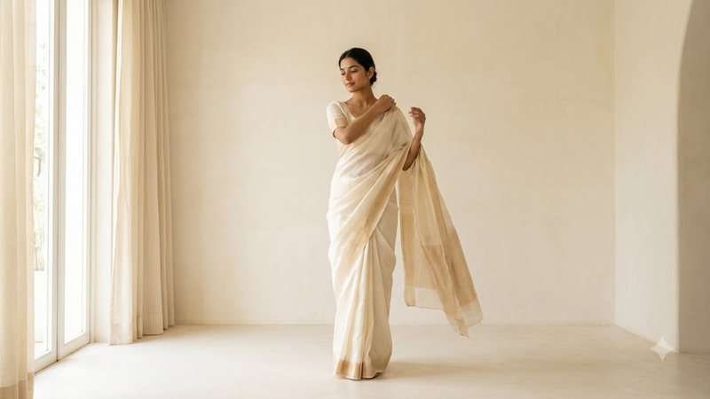 Modern saree drape study